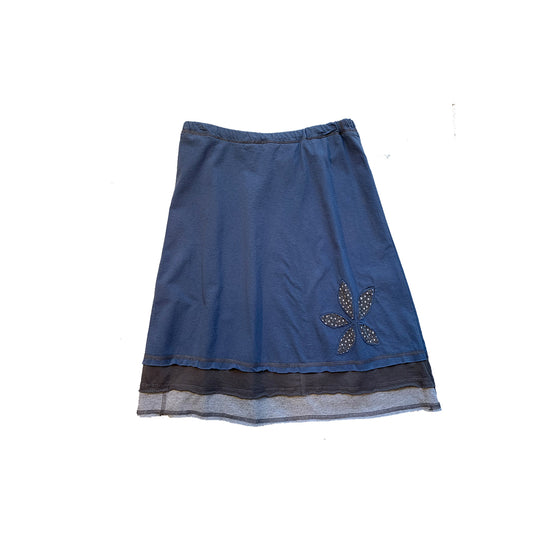 Three Layer Appliqué Skirt-Blue