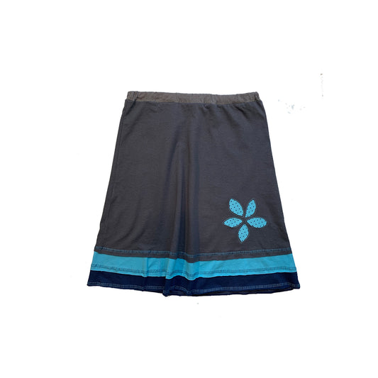 Three Layer Appliqué Skirt-Charcoal