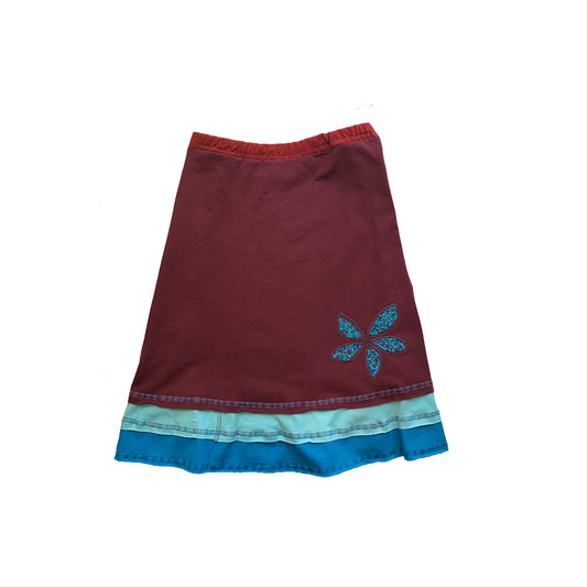 Three Layer Appliqué Skirt-Maroon