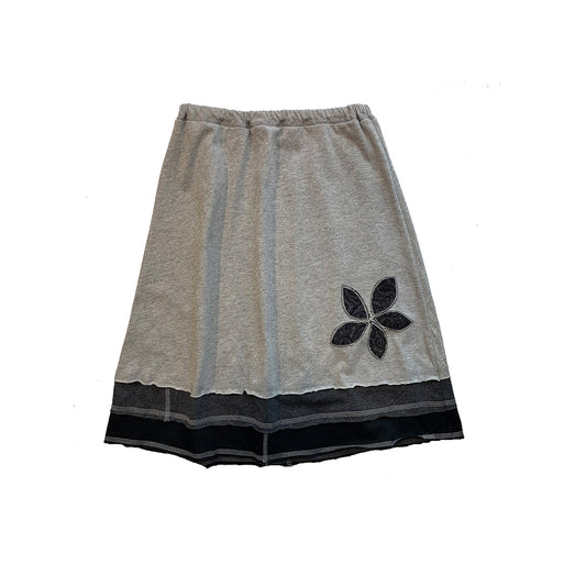 Three Layer Appliqué Skirt-Grey