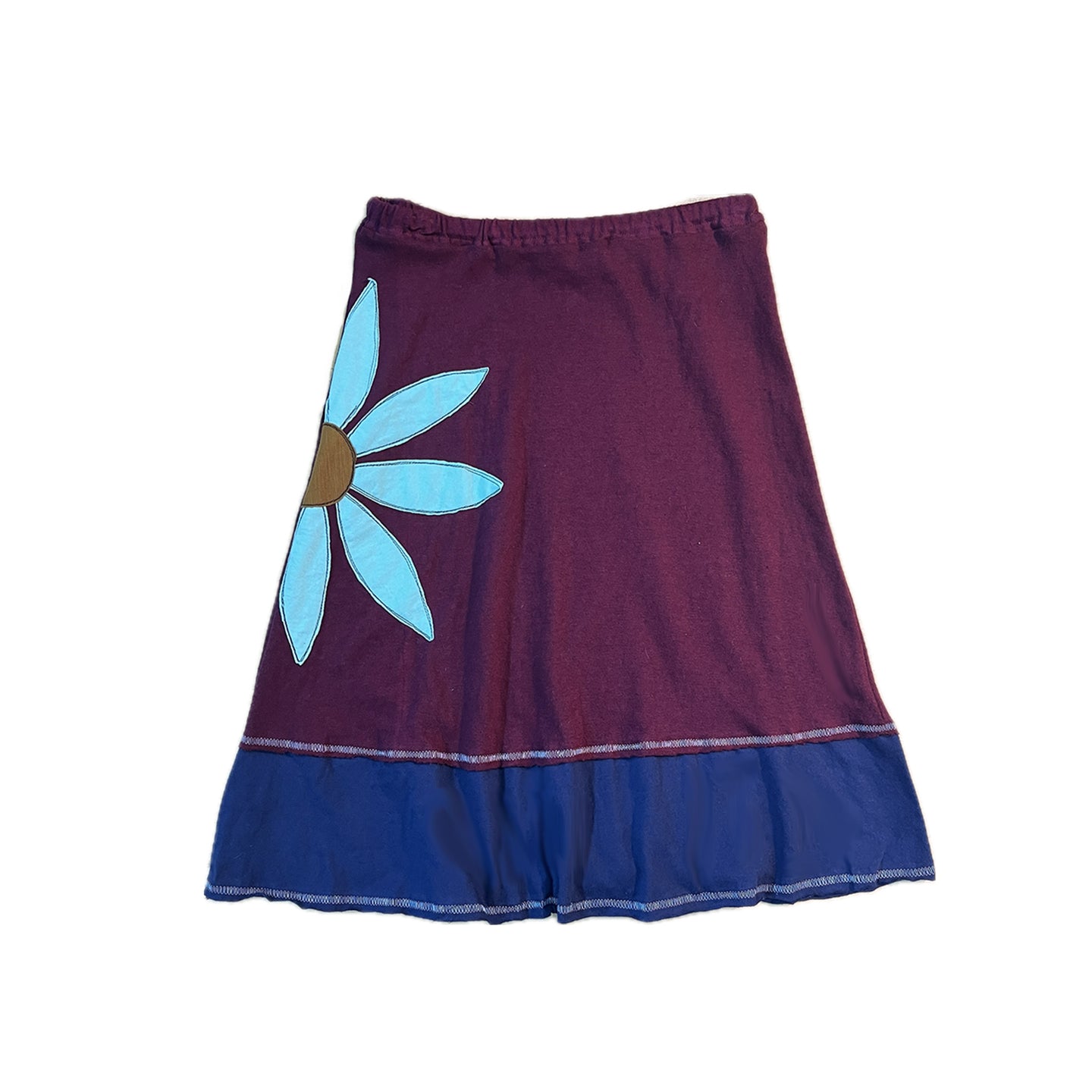 Big Flower Layered Skirt-Aqua Daisy