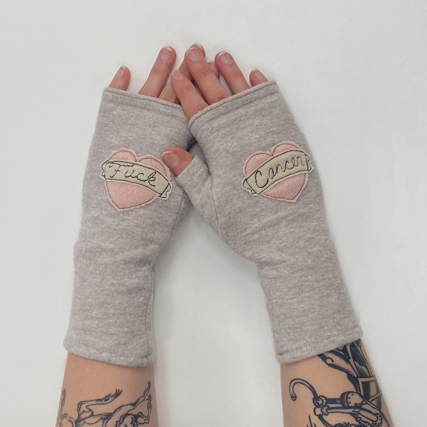 Gloves-Tattoo Heart Fuck Cancer