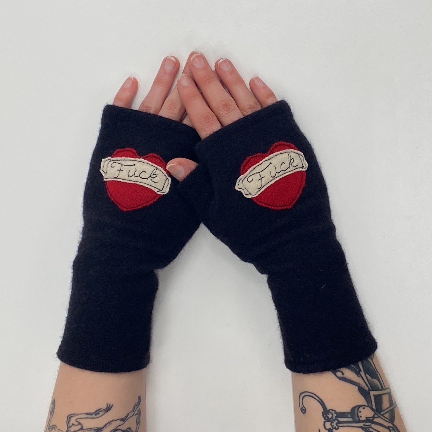Gloves-Tattoo Heart Fuck
