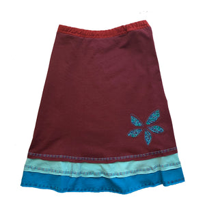 Three Layer Appliqué Skirt-Maroon