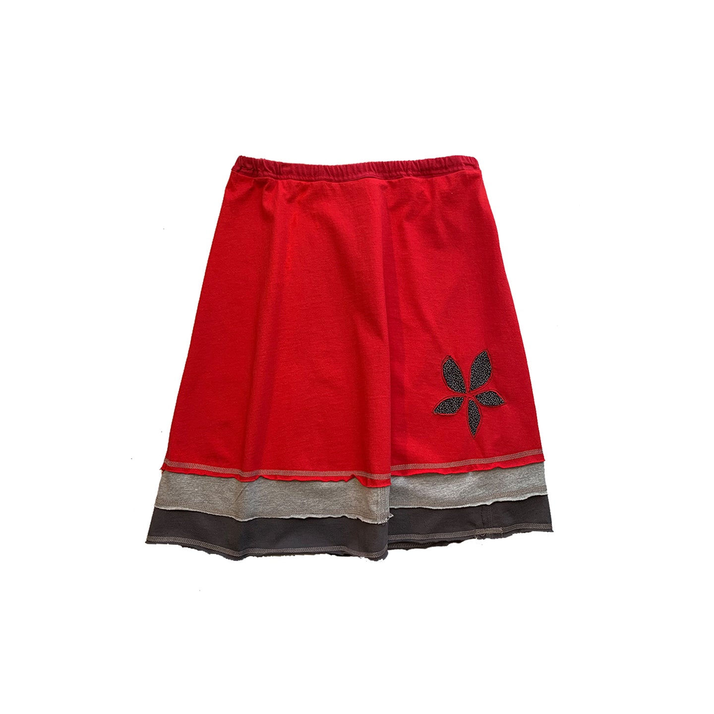 Three Layer Appliqué Skirt-Red