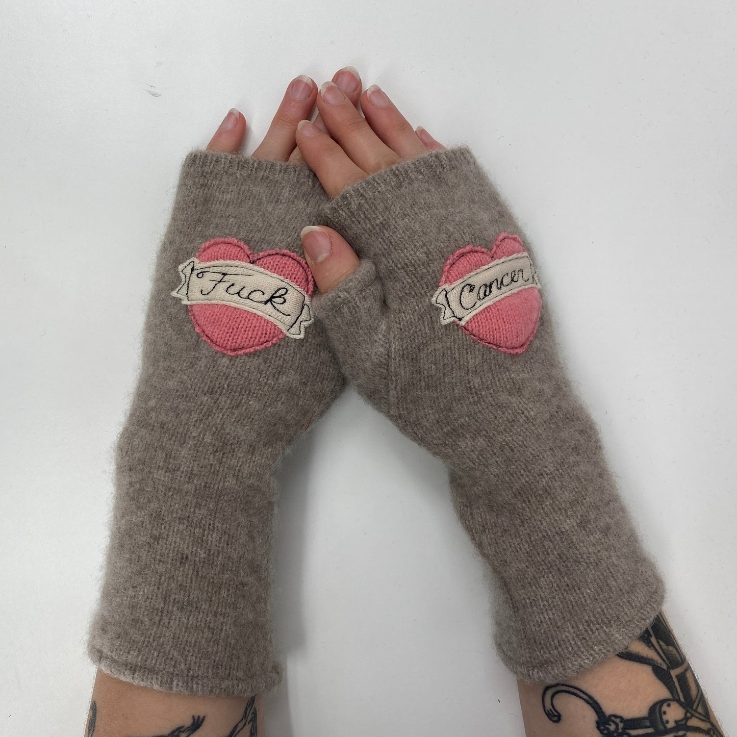Gloves-Tattoo Heart Fuck Cancer