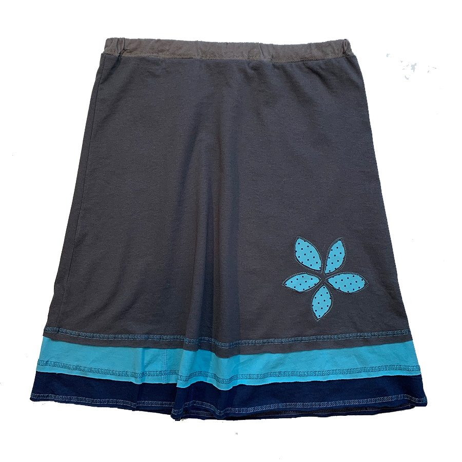 Three Layer Appliqué Skirt-Charcoal