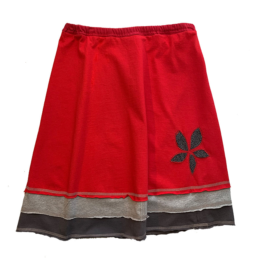 Three Layer Appliqué Skirt-Red